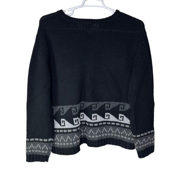 111 State Men's Large Sweater Lambs Wool Black Gray V Neck Knit Oversized EUC - Picture 2 of 3